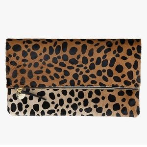 Clare V. Foldover Clutch Leopard Hair-On